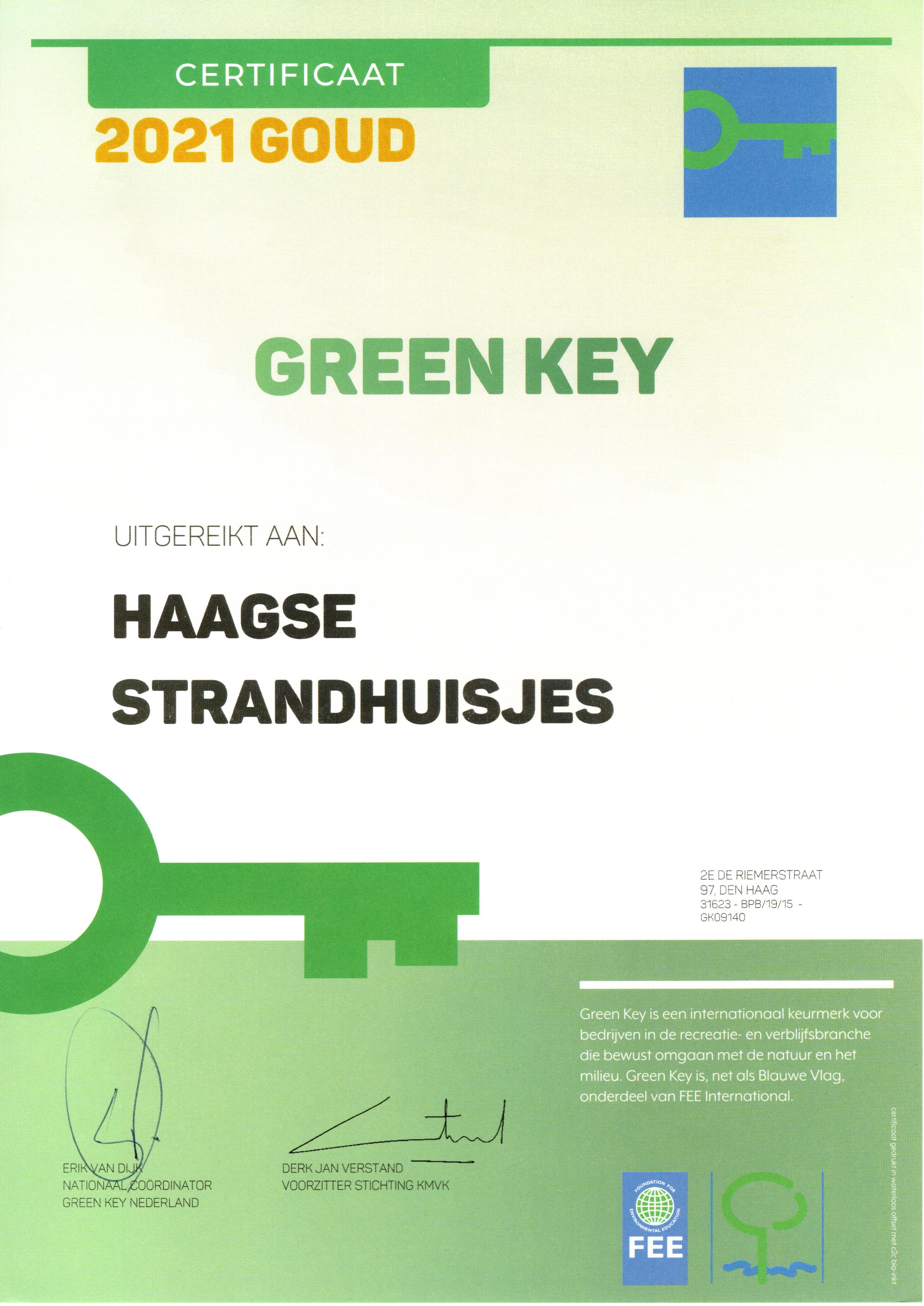 Green Key voor HaagseStrandhuisjes